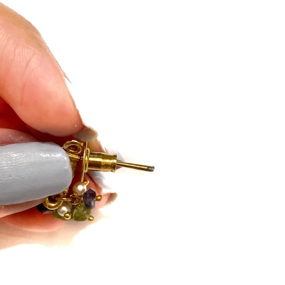 Green & Gold Indian Triangle Necklace Pendant & Earrings - Picture 7 of 7